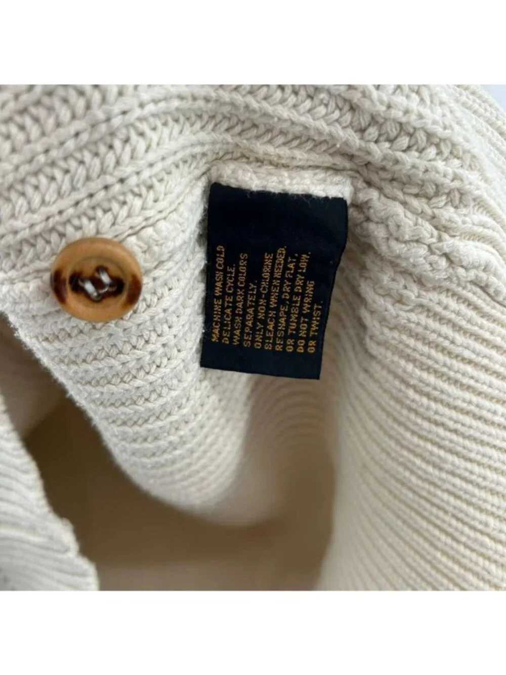 Eddie Bauer Sweater Men's Medium Beige Button Henley Knit Pullover Long Sleeve